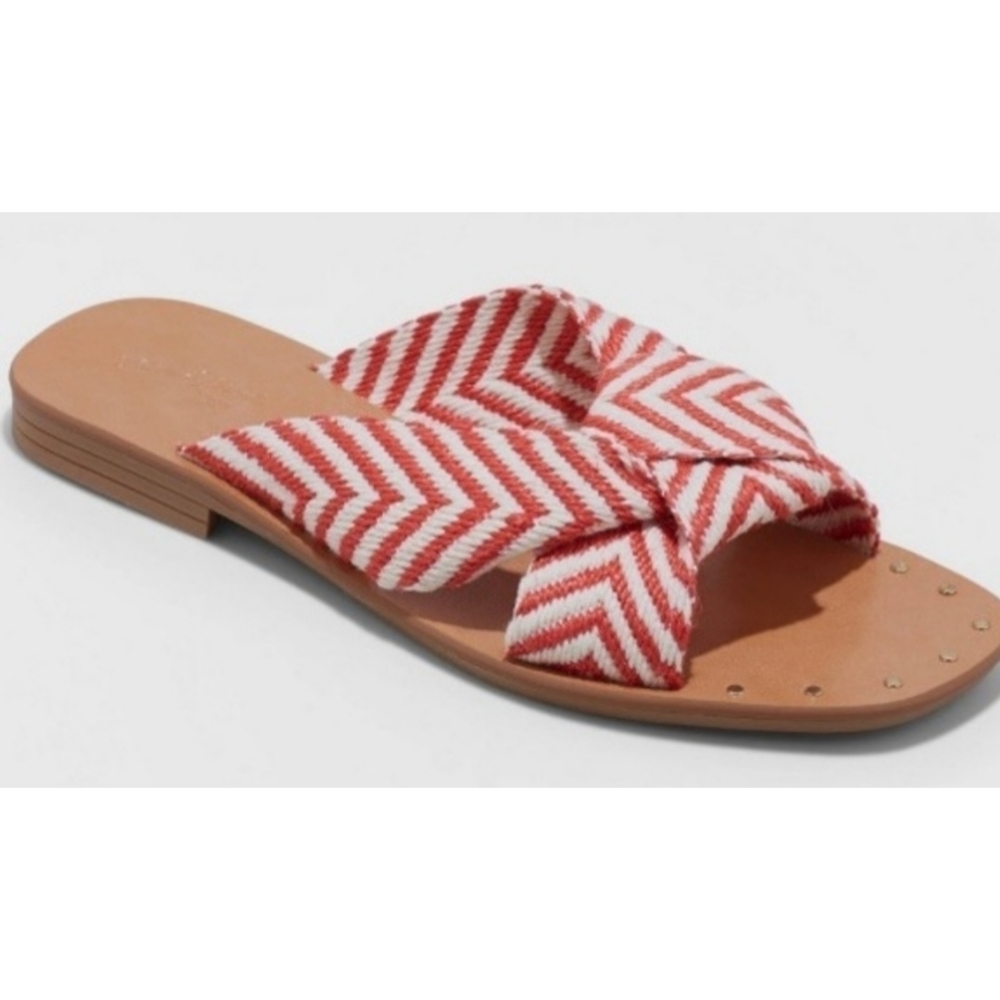 Universal Thread Louise Chevron Print Red Knotted Sandals